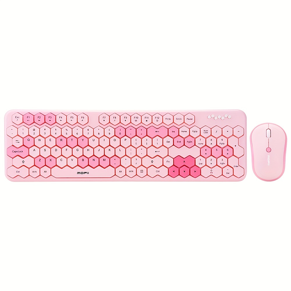 Mofii Shaped Wireless Keyboard And Mouse Set, Female Home Office