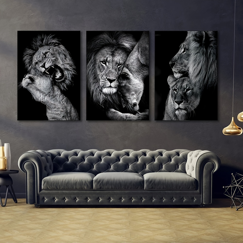Poster Lion noir et blanc 1
