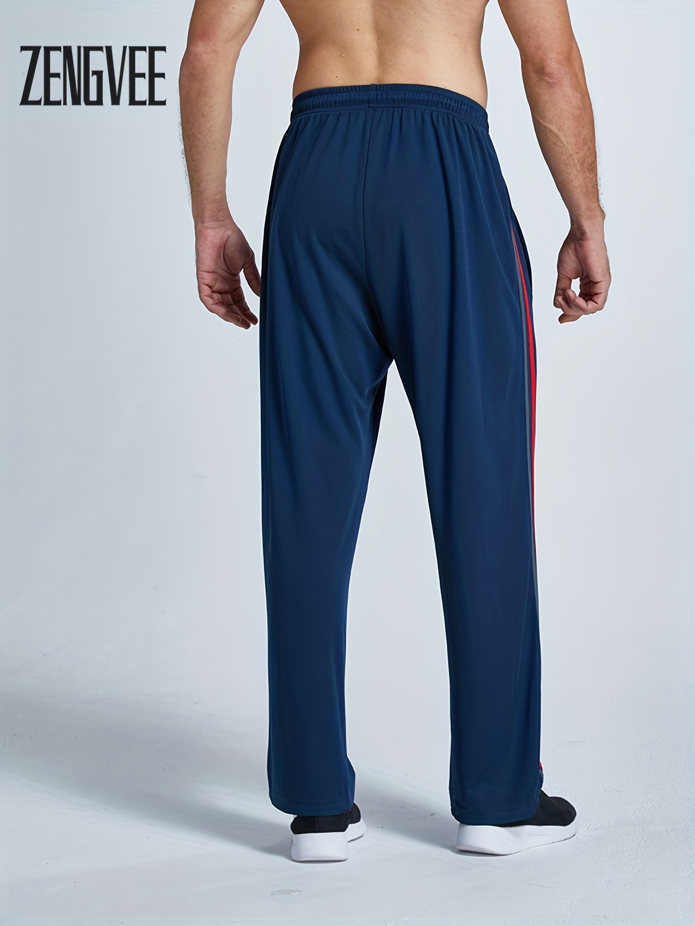 Pantalones deportivos para hombre con bolsillos con cremallera, parte  inferior abierta, para entrenamiento, correr, gimnasio