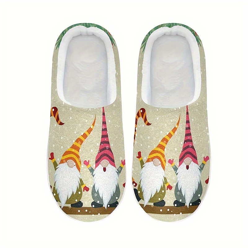 Cartoon Fuzzy Gnome Plush Slippers Slip On Soft Sole Flat - Temu