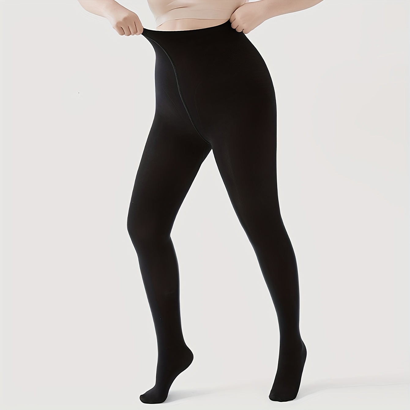 Solid Slim Tights Opaque High Waist Thermal Elastic Leggings - Temu