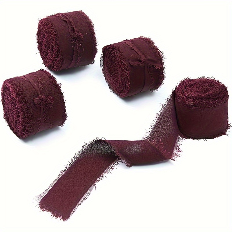 Tassel Chiffon Ribbon For Bouquet Handmade Wine Red Ribbon - Temu