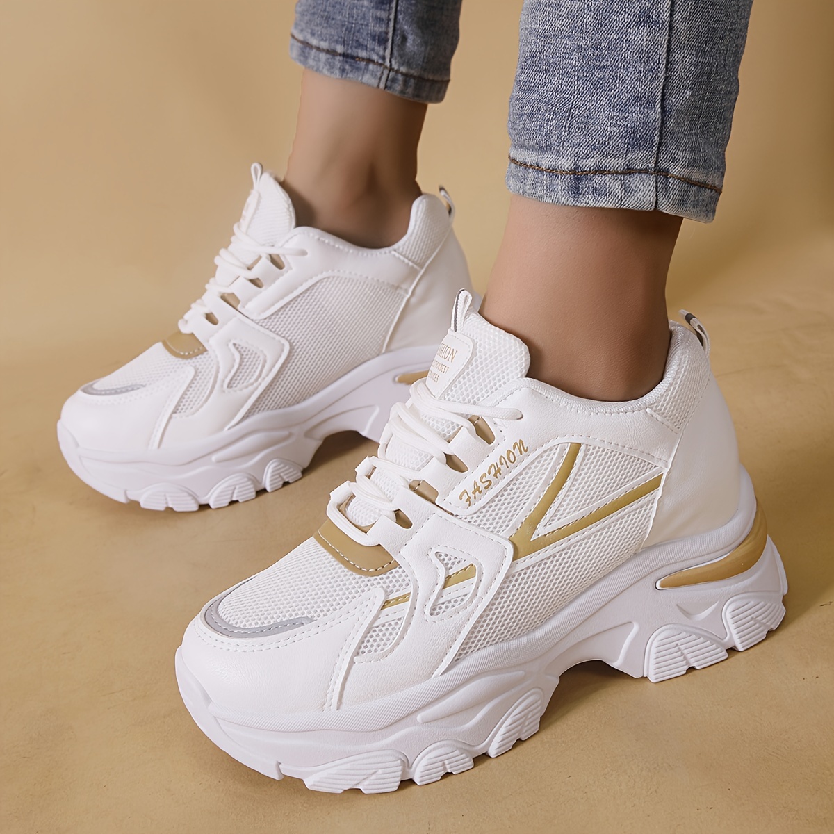 High Sole Shoes Ladies Joggers Shoes Women's Mesh Breathable