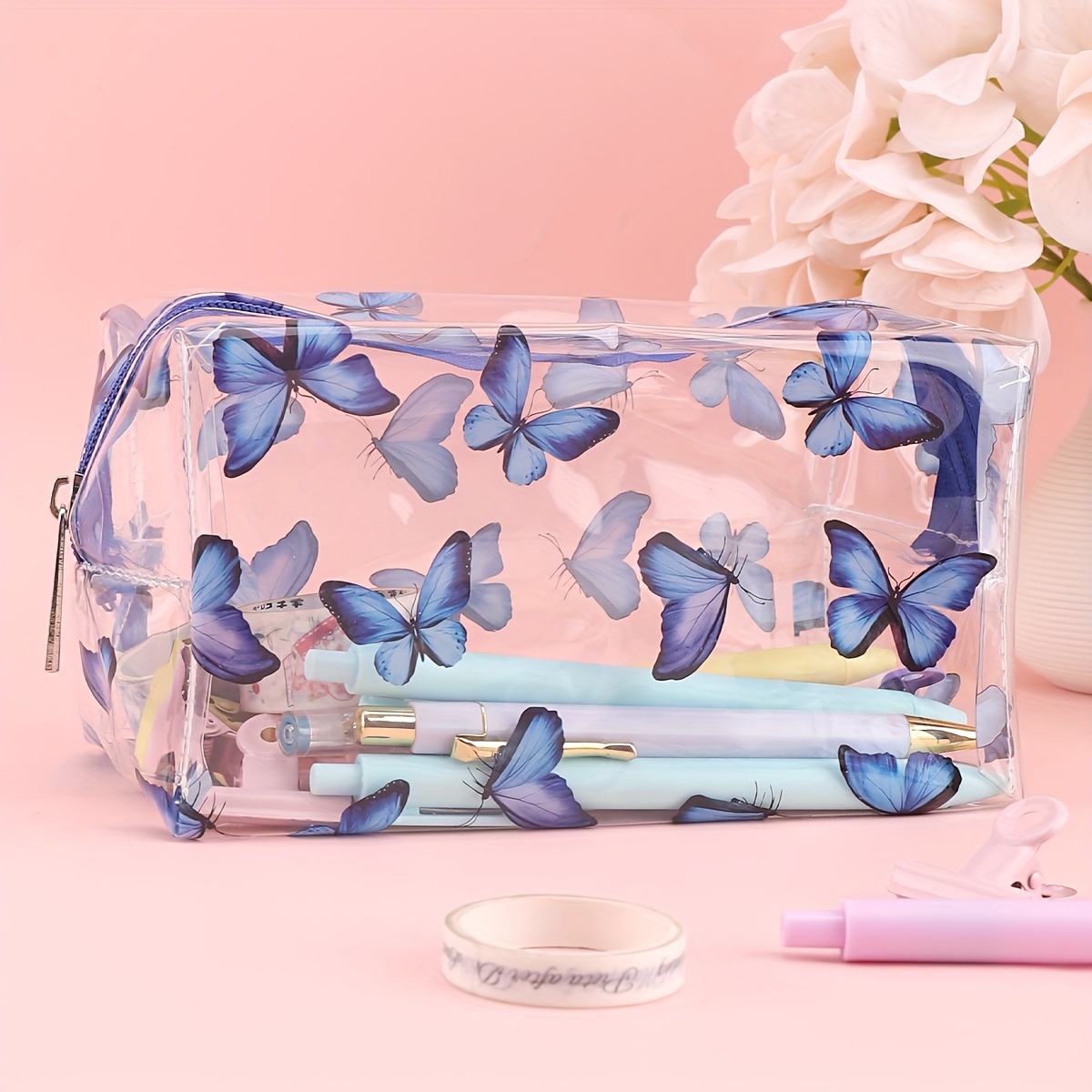 Colorful Floral Print Women's Cosmetic Bag Student Mini Pencil Case For  Girl Travel Toiletry Bag School Teacher Gift Makeup Bag