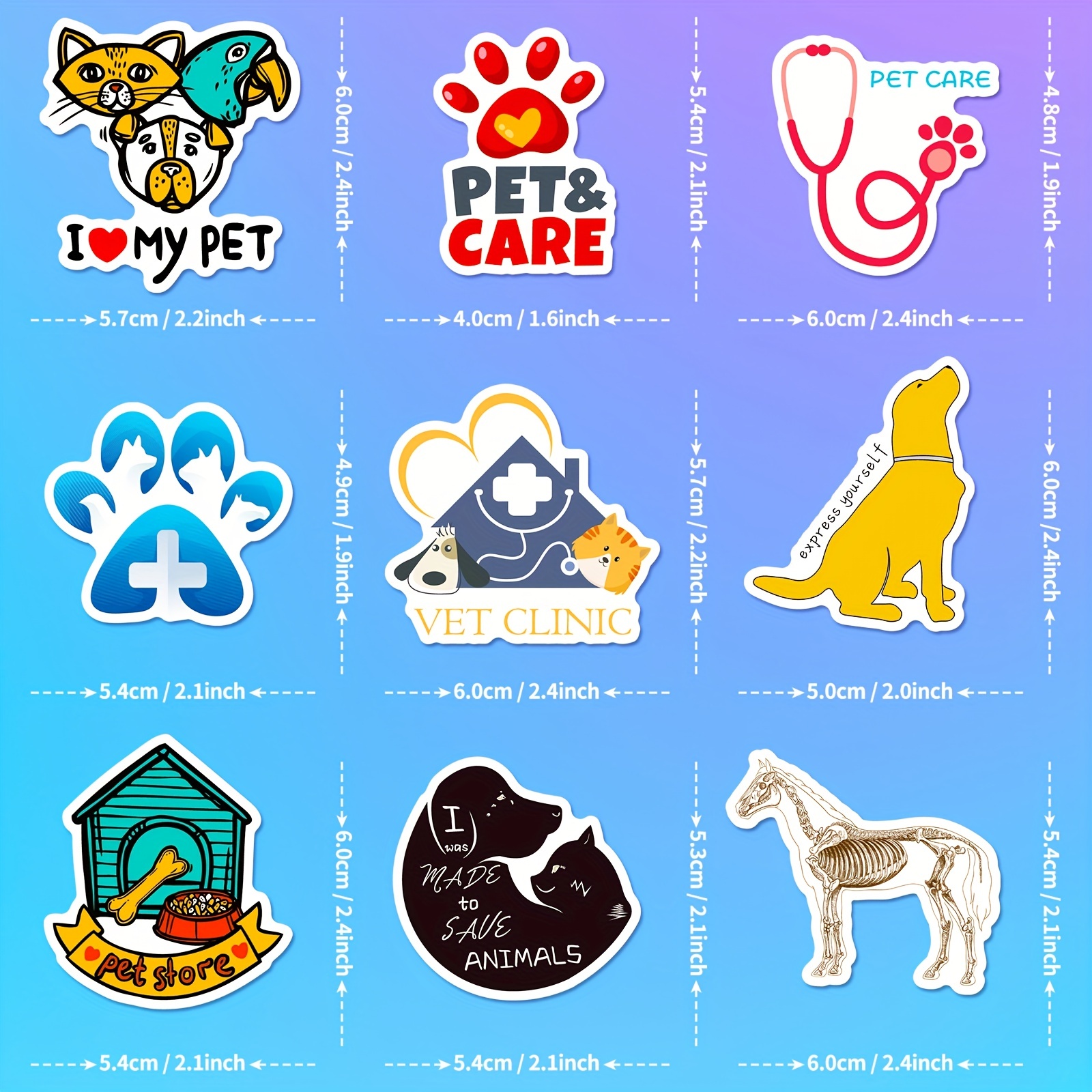 Waterproof Animal Stickers for Water Bottle Laptop, Cat Dog Tropical Rainforest Animals Vinyl Sticker for Kids Teens Adults