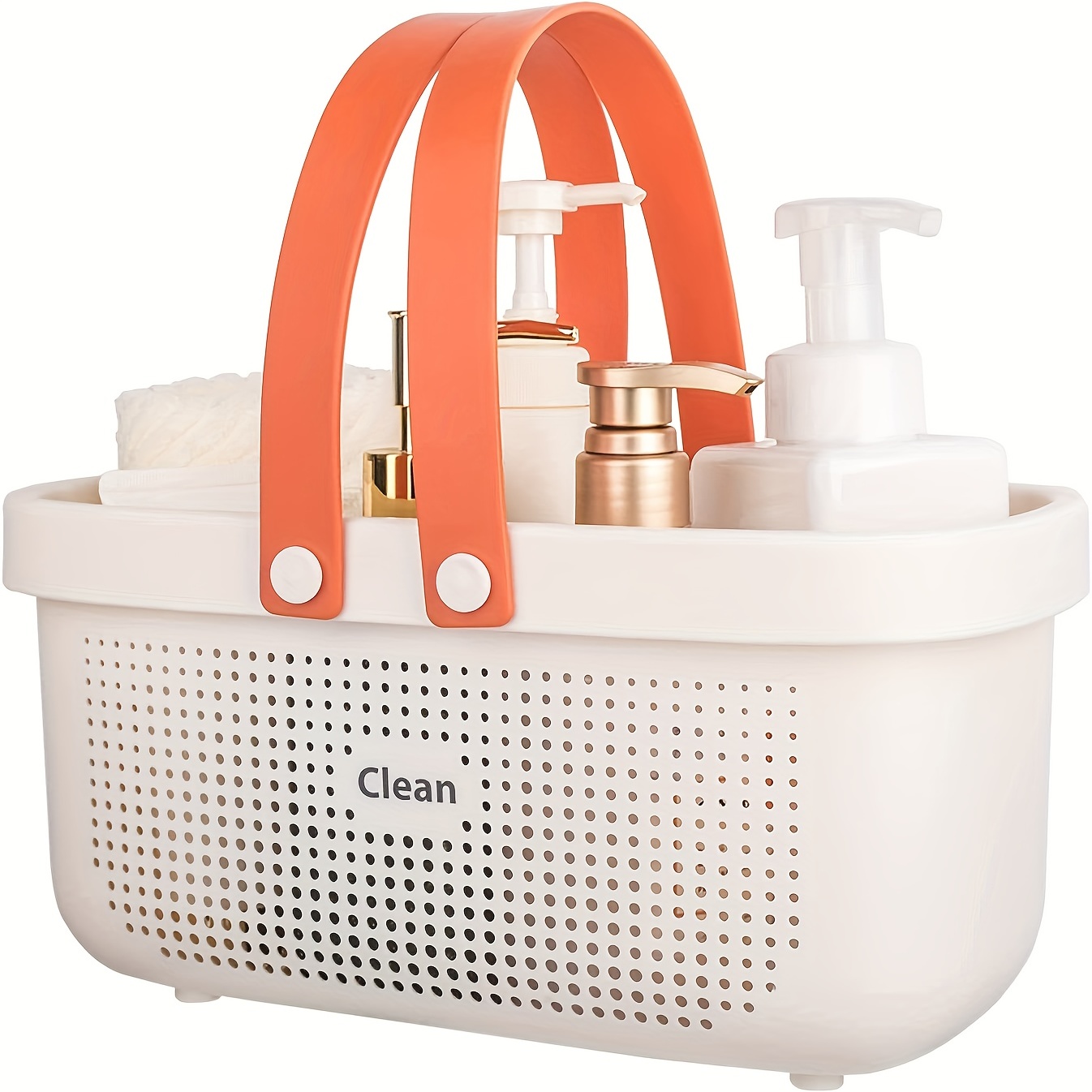 Portable Shower Caddy with Handles Storage Organizer Bin for Bathroom White  Small