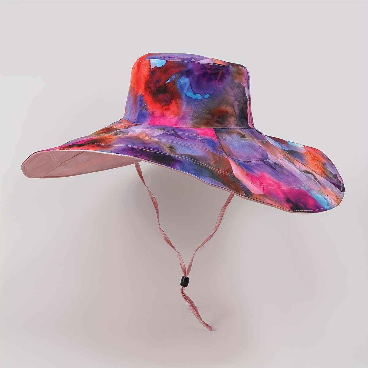 Tie Dye Print Reversible Sun Hat Wide Brim Drawstring Bucket - Temu Canada