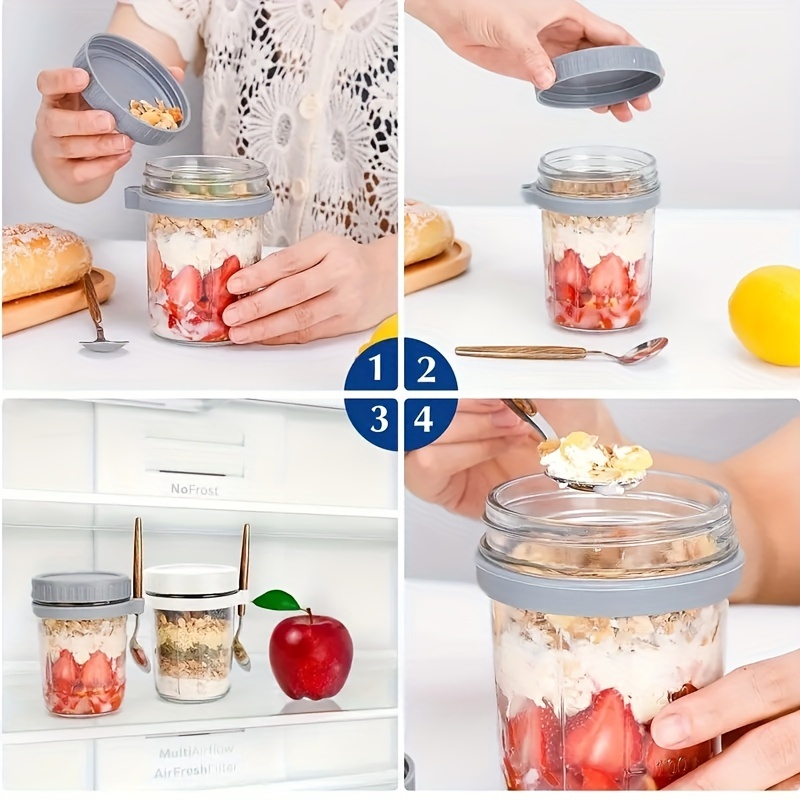Overnight Oats Containers With Lids And Spoons, Glass Overnight