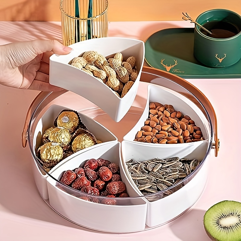 1pc Divided Serving Tray With Lid And Handle Snackle Box Charcuterie  Container Portable Snack Platters Clear Organizer For Candy, Fruits, Nuts,  Snacks