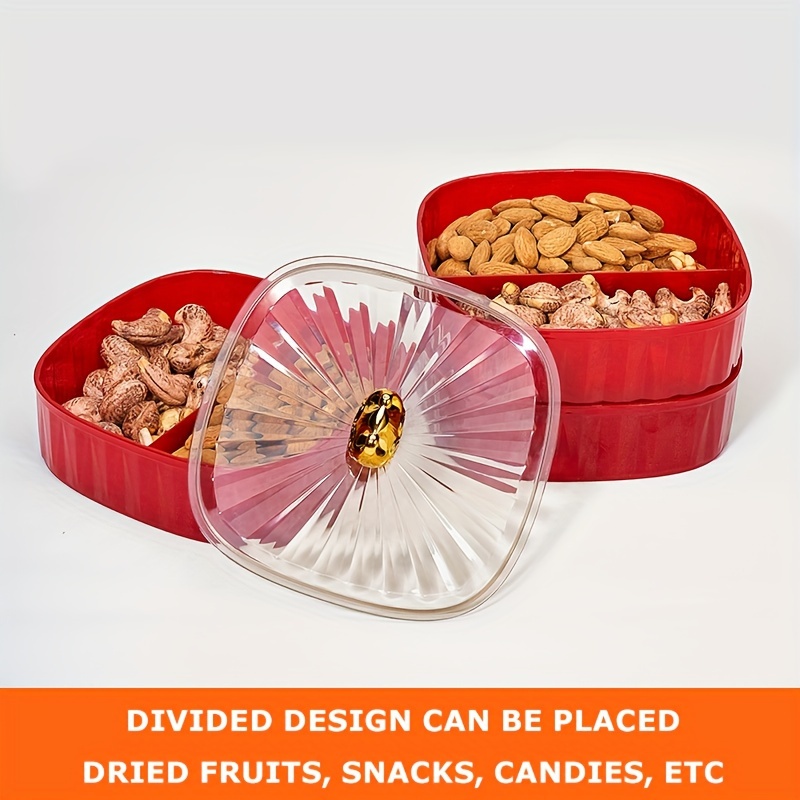 1pc Multi Grid Serving Tray With Lid Dry Fruit Box Dessert - Temu Canada