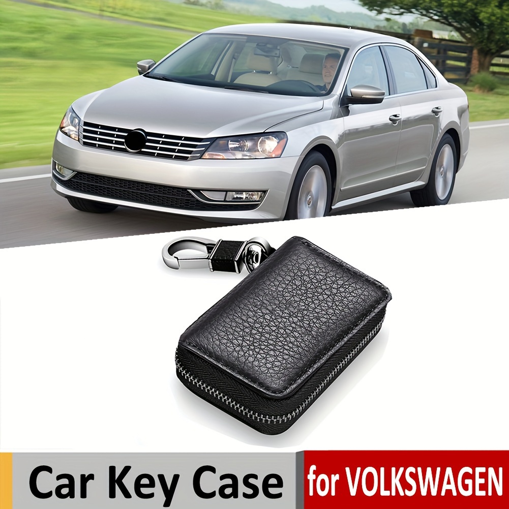 Universal Key Fob Cover, Car Key Case Key Fob Protector, Genuine Leather Car  Keychain Holder Metal Hook Key Ring Zipper Bag For Remote Key Fob - Temu