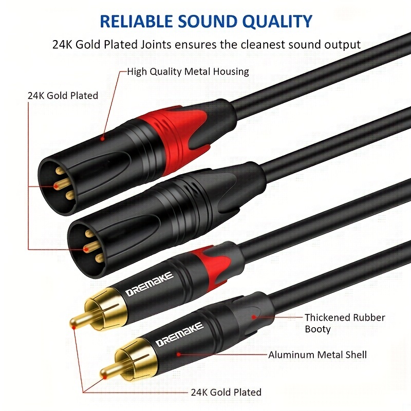 Unbalanced Dual RCA Male to XLR Female Audio Cable