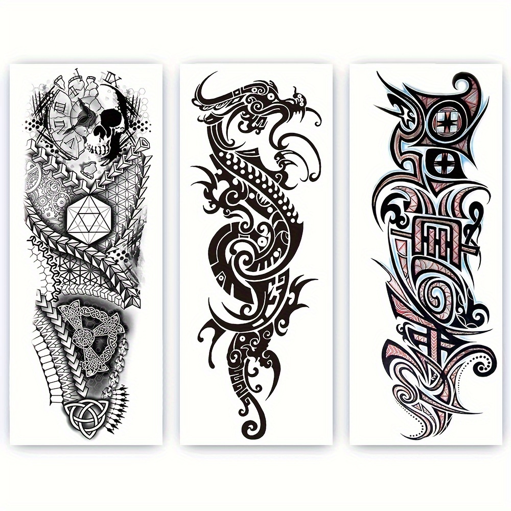 Large Temporary Fake Tattoo Full Sleeve Leg Body Arm Art Waterproof  Stickers ~~