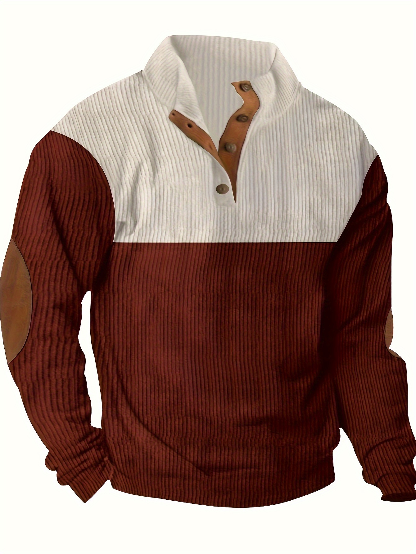 Men Thick Chunky Knit Long Sleeve Sweater Vintage Elbow Patch Loose Jumper  Top