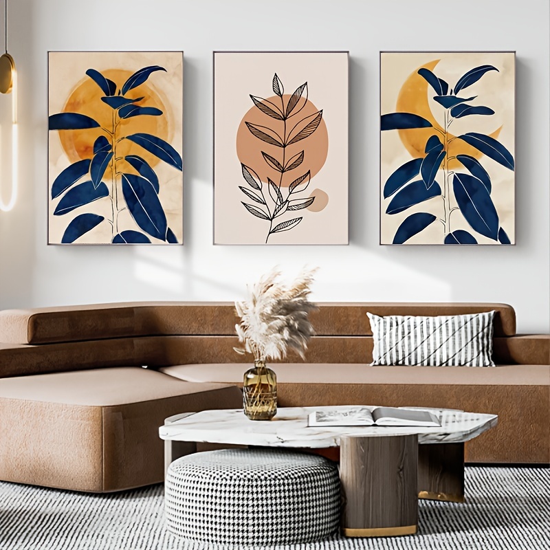 Modern Abstract Wall Art For Living Room - Set of 3 Pieces - 15 7 19 6 40 50cm Without Frame