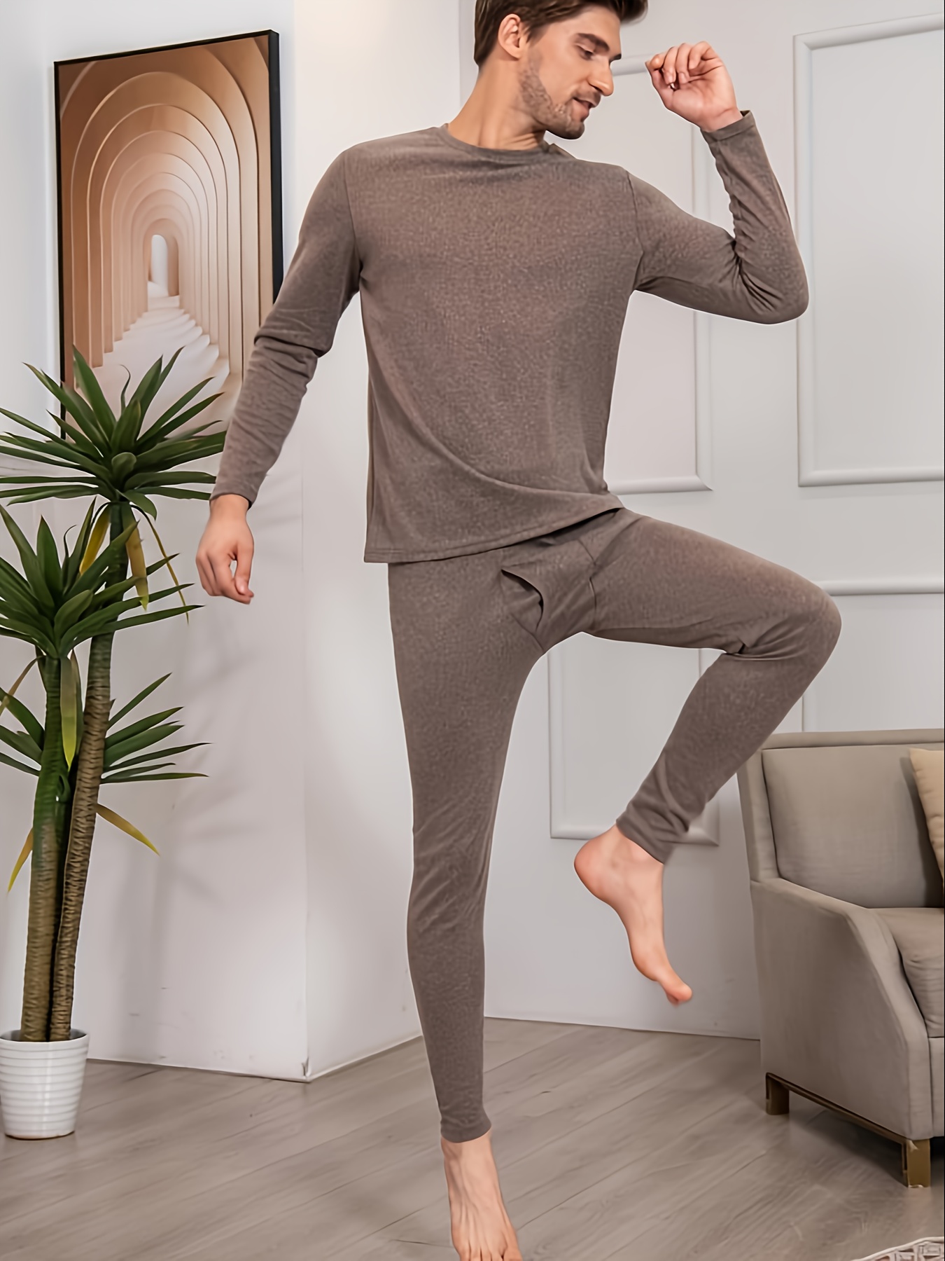 Men's Thermal Underwear Set Thickened Fleece Long Sleeve - Temu