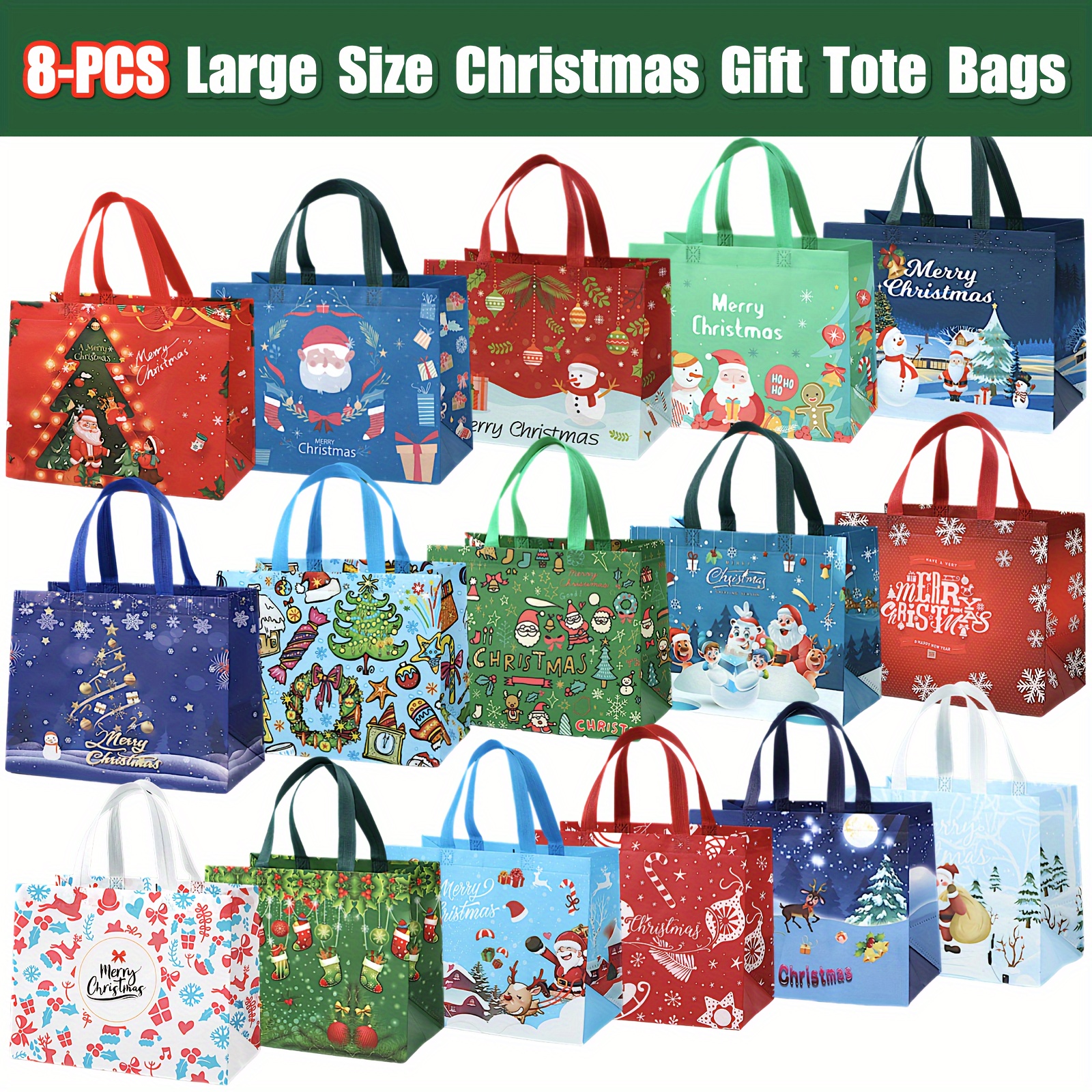 Fantastic 8pcs Large Plastic Christmas Gift Bags