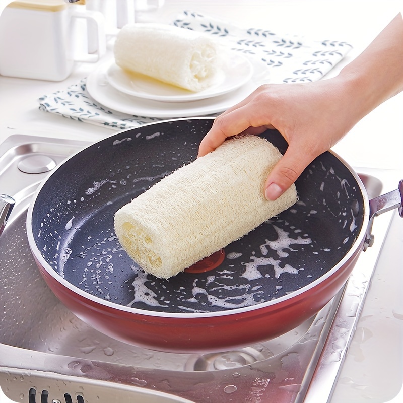 1/2pcs, Natural Loofah Sponge Scrubber, Natural Exfoliating Sponge Scrubber, Biodegradable Loofah Sponge Scrubber, Kitchen Accessories,Cleaning Supplies, Cleaning Tool, Kitchen Utensils, Apartment Essentials, College Dorm Essentials, Off To College
