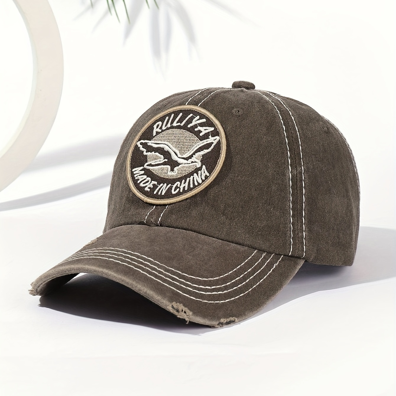 New Pure Cotton Old Fashioned Washed Baseball Soft Top Solid Color Eagle  Embroidery Duck Tongue Sunshade Sunscreen Hat - Jewelry & Accessories - Temu