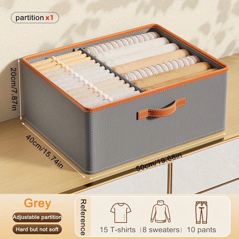 1Pc Grey Large Capacity Non-Woven Storage Box for Clothing And