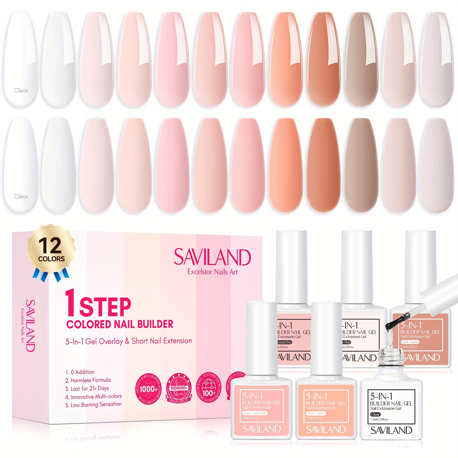 

12 Colors Multi-functions Builder Nail Gel Kit - Builder Nail Gel In A Bottle Nail Strengthener For Nails Rubber Gel Base For Nails Short Nail Extension Nail Art For Women