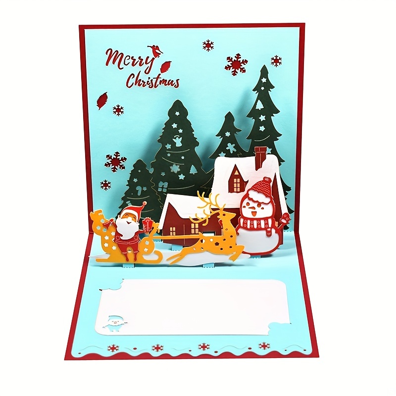 1pc メリークリスマスポップアップカード3Dグリーティングカード 