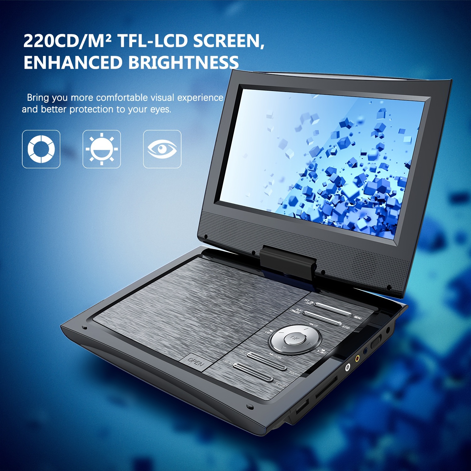 9″ TFT LCD Swivel Screen Portable DVD Player with USB/SD/MMC