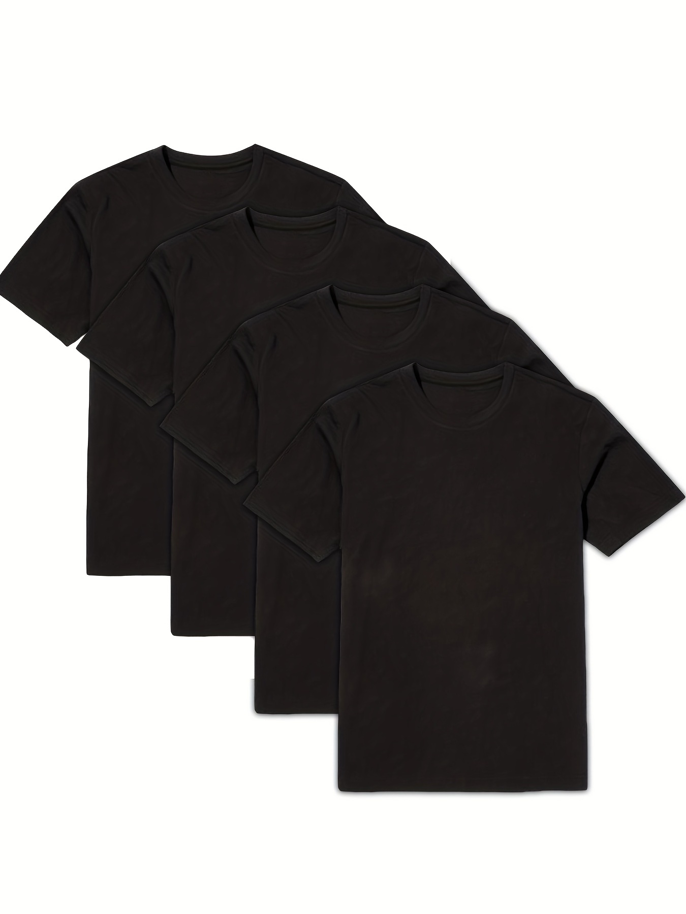 4 Uds. Camisetas Cómodas Informales Hombre Camisetas Negras - Temu