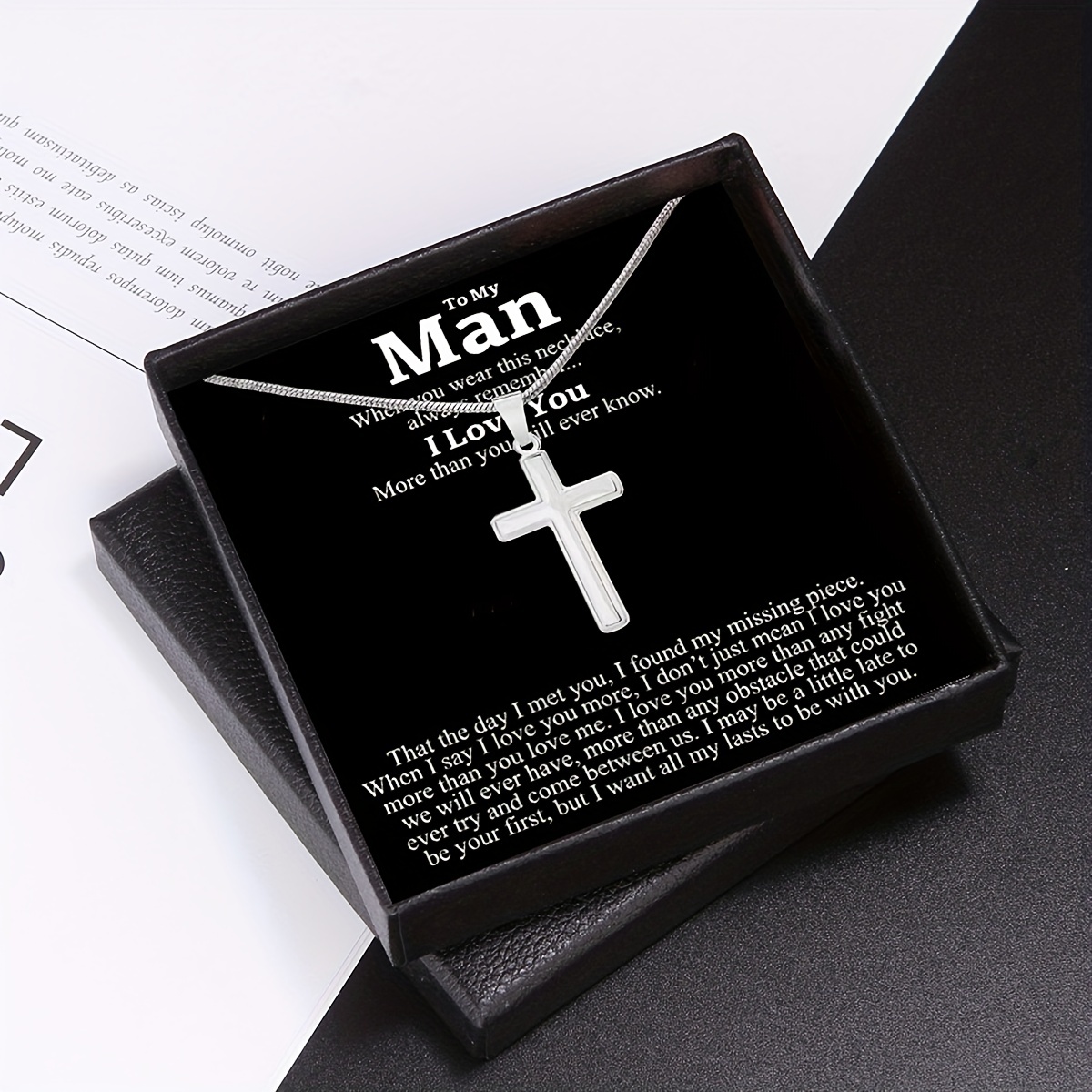 1 Stück Kreuzanhänger Mit Kette Und Segensbotschaftskarte Als Geschenk Für Meinen Sohn Und