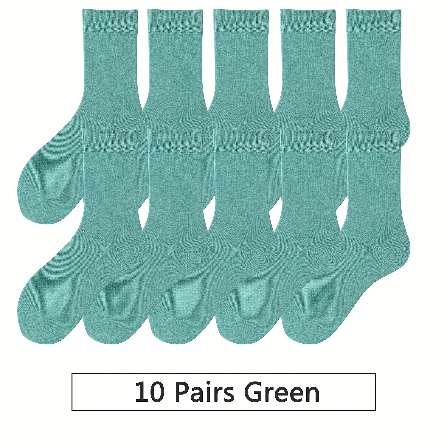 10 Pairs Mid Tube Women's Solid Socks Comfy & Breathable Stockings