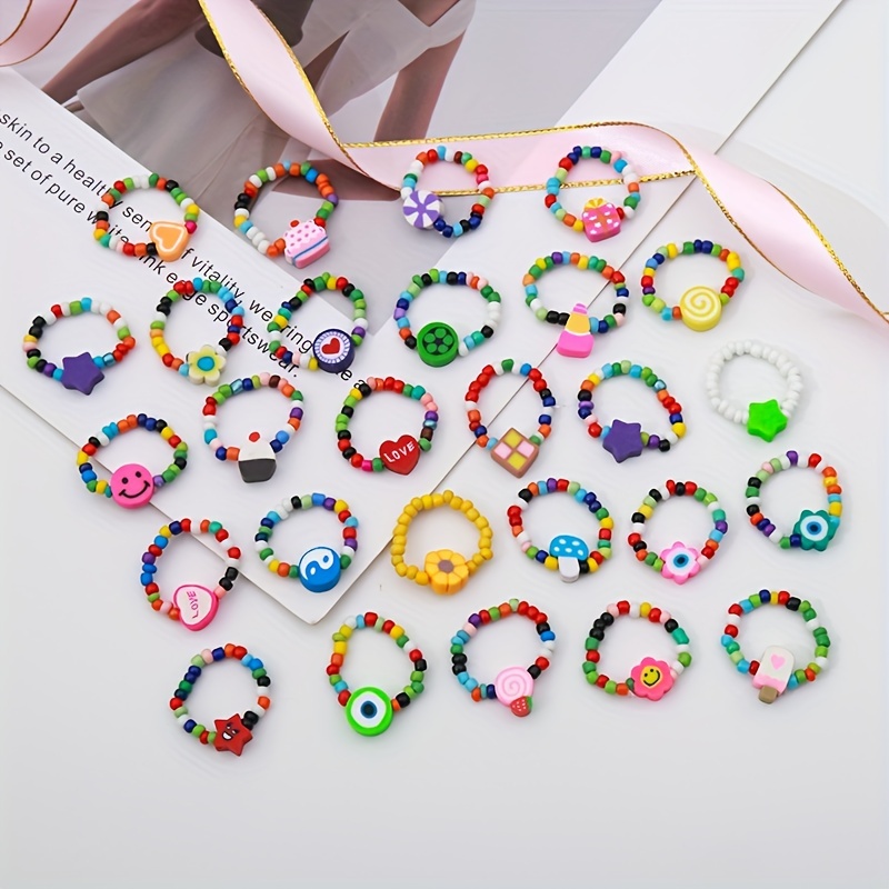 PinkSeep Beaded Bracelets for Kids- 12 Pack 36 PC, Little Girl Plastic  Bracelets, Flower Butterfly Pink Bracelet, Party Favor