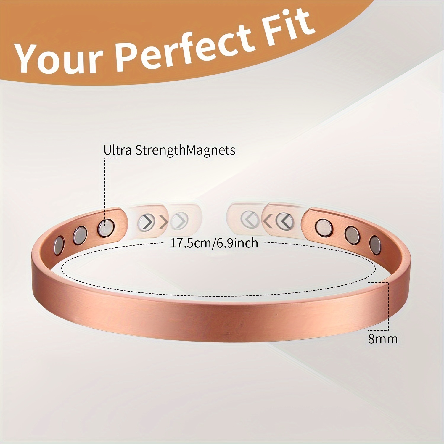 E-shop 1 Stück Kupferarmband für Männer Frauen, Magnetarmband für Männer Frauen, Verstellbare Größe, Schmuckgeschenk