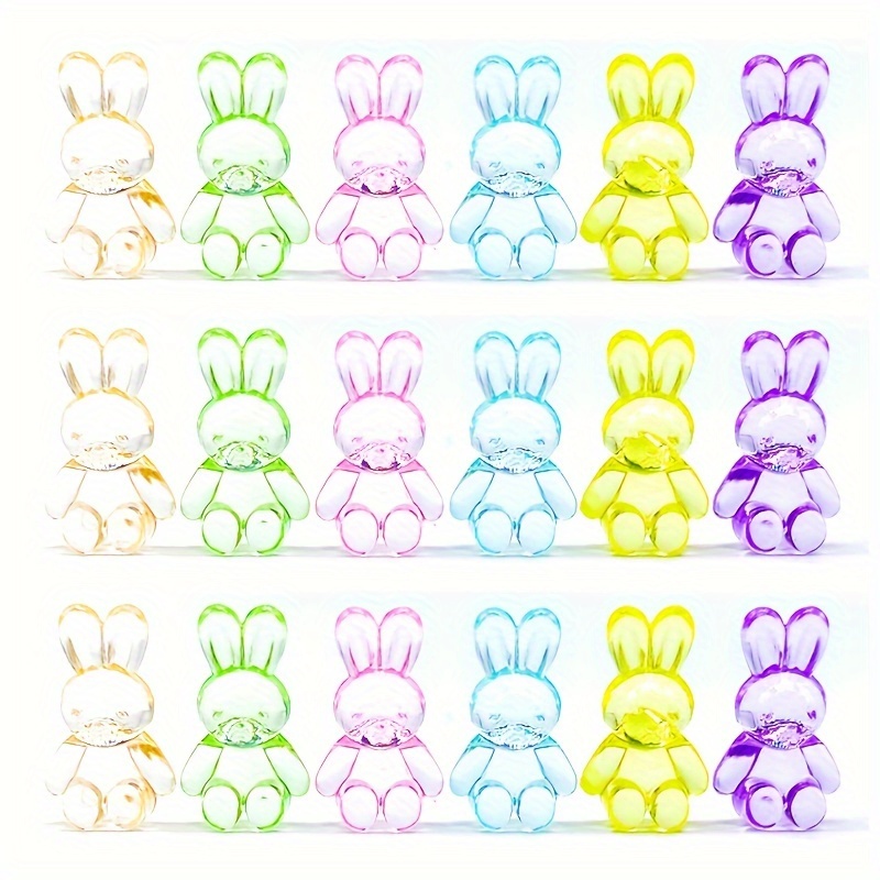 5pcs 17.5*21mm Cute Acrylic Transparent UV Plated Colorful Hanging Hole Rabbit Head Beads Acrylic Animal Charms DIY Handmade Bracelet Pendant