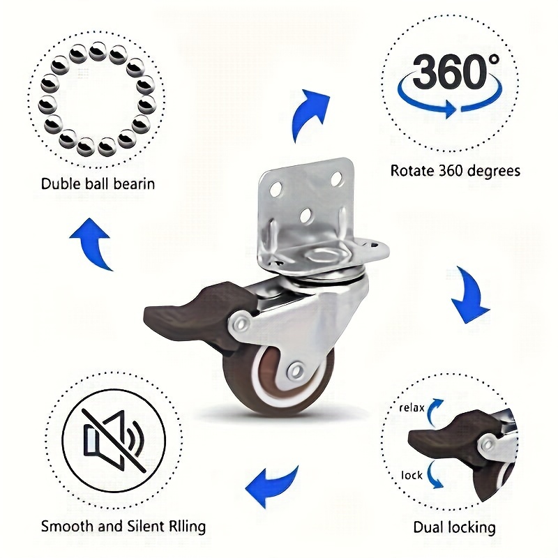 Side Mounting Casters Brake L shaped Universal Wheels Side - Temu