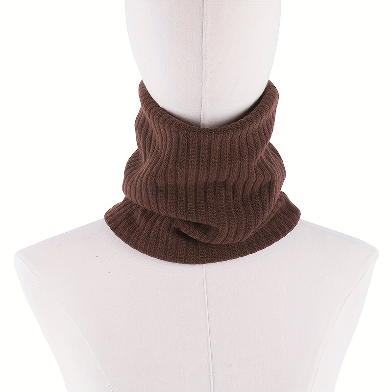 Velvet Lined Knit Neck Gaiter Stylish Solid Color Vertical Striped