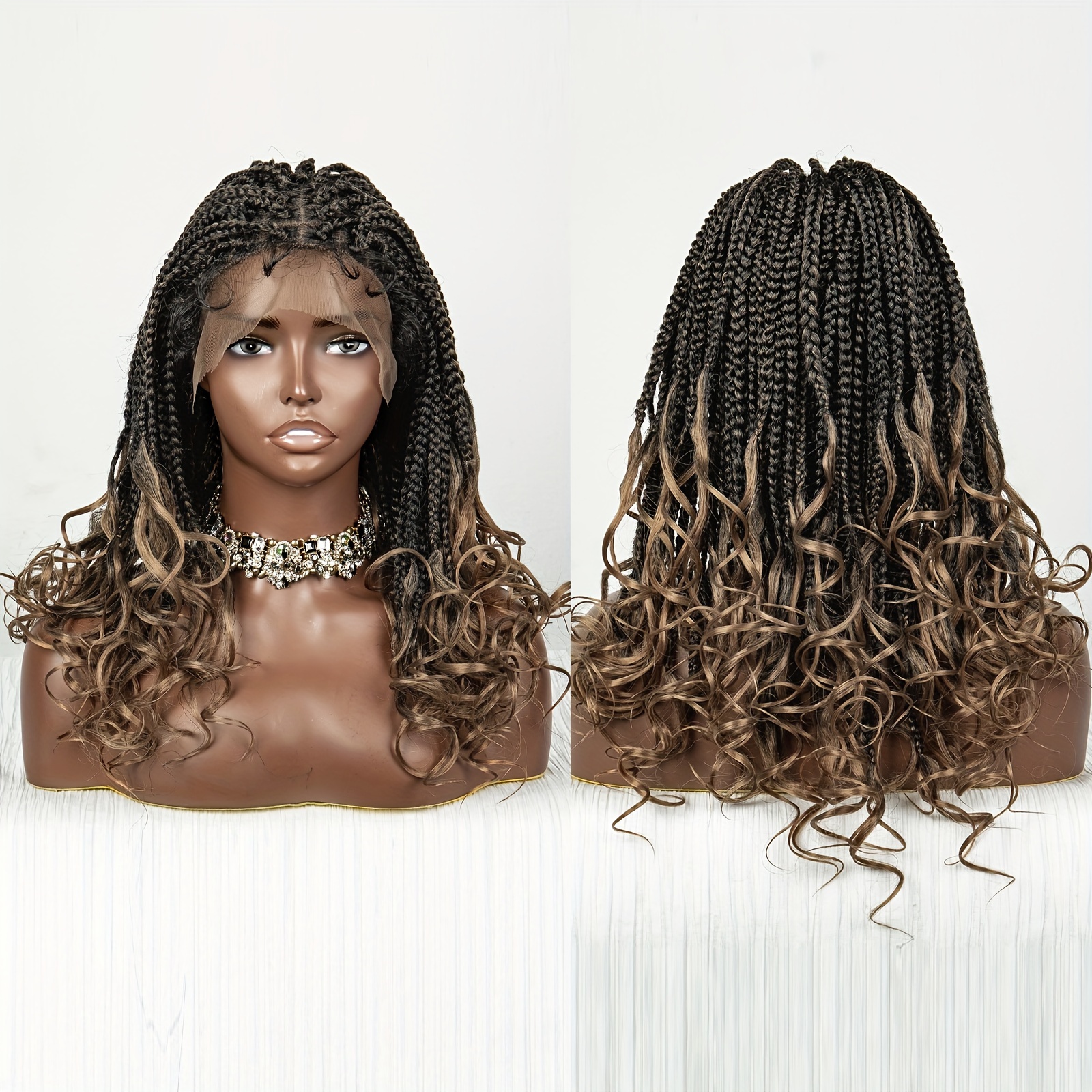 Box Braided Synthetic Wigs Goddess Box Braids Bouncy Wavy - Temu