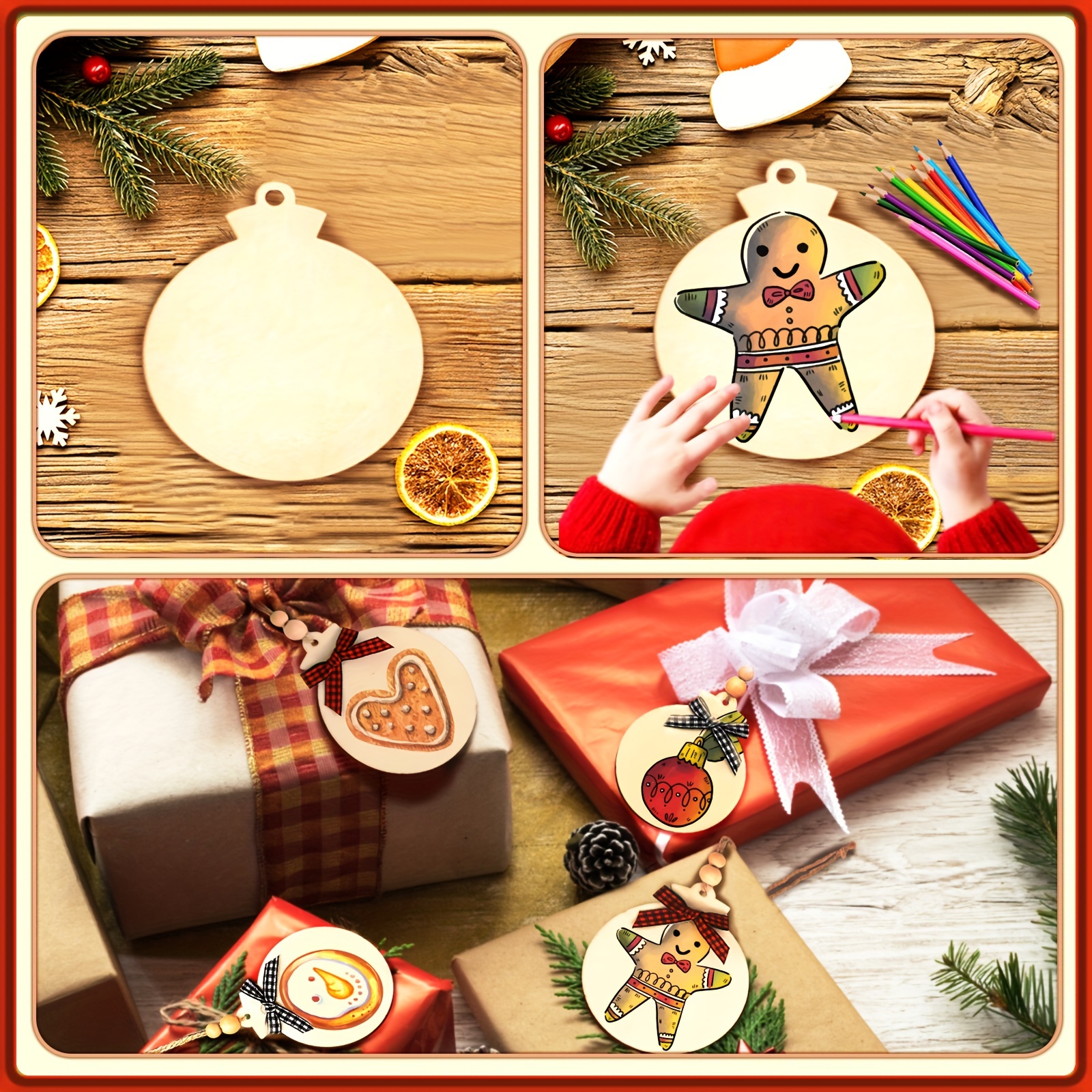 Christmas Wood Ornaments For Crafts Diy Wood Cutouts Kit - Temu