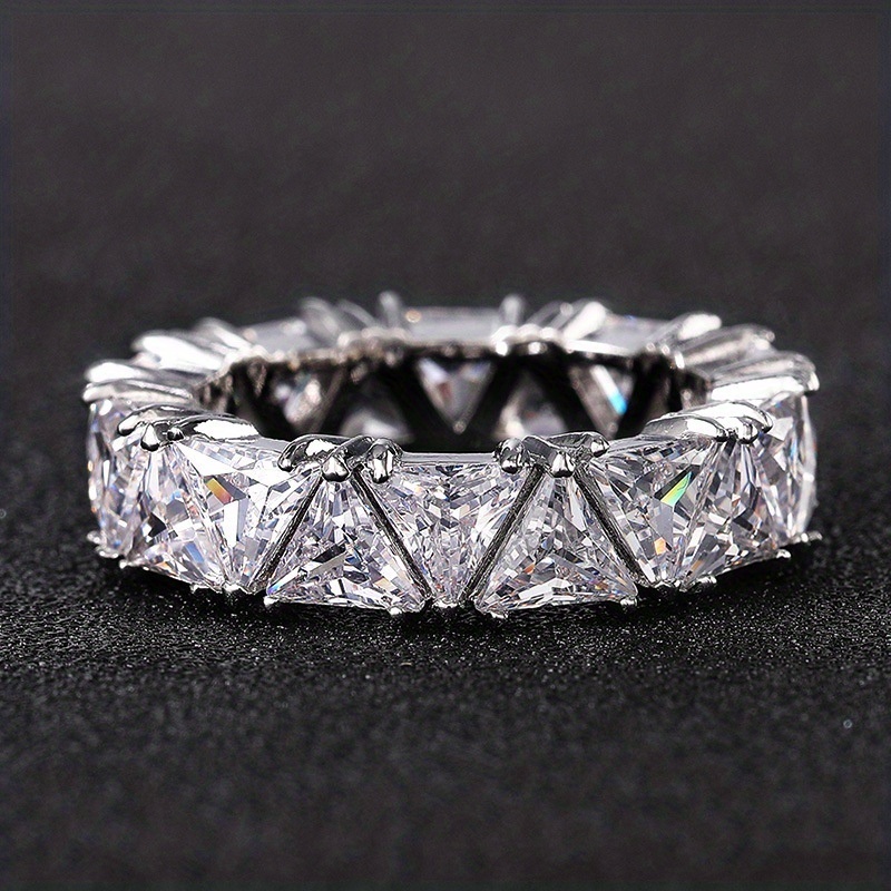 Triangle Zircon Ring, 18K Plated Promise Ring
