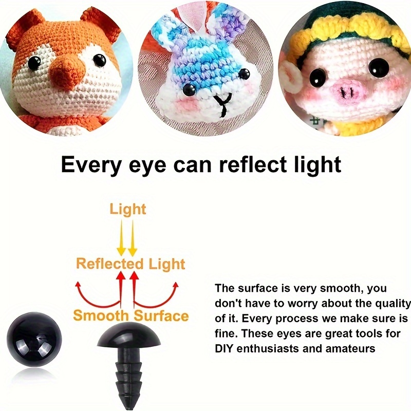  50 Pcs 12mm Glitter Plastic Safety Eyes Premium Half Round Eyes  for Doll Teddy Bear Toy DIY Craft Making(Silver) : Arts, Crafts & Sewing