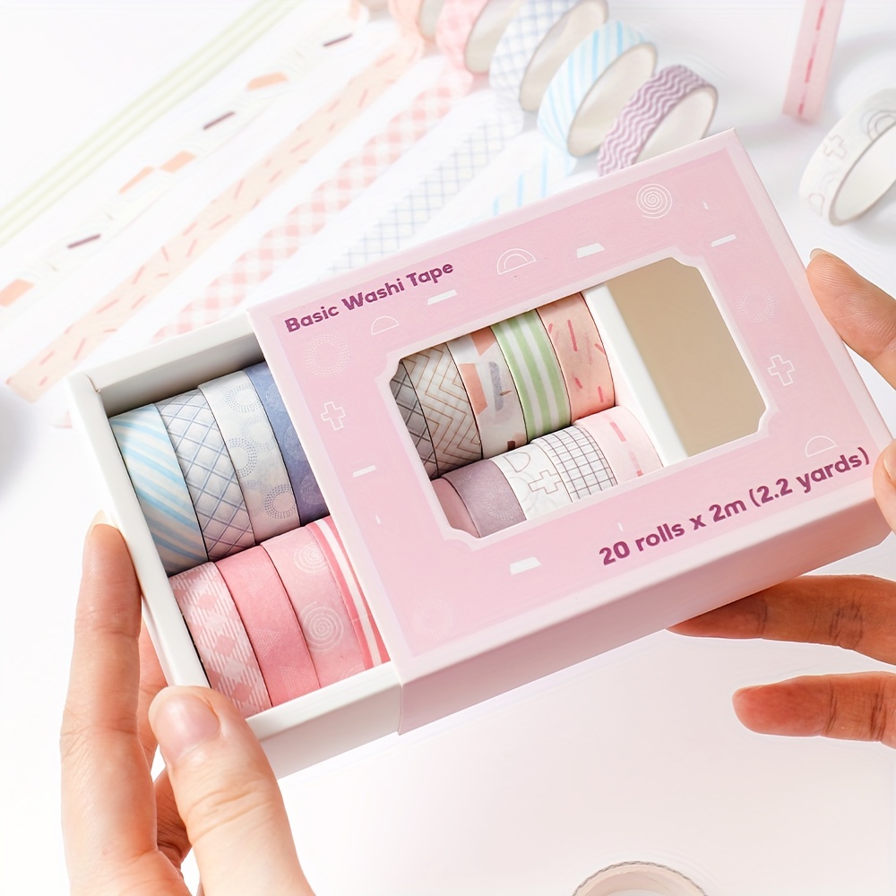 Tiny Colorful Washi Tape Set Basic Skinny Masking - Temu