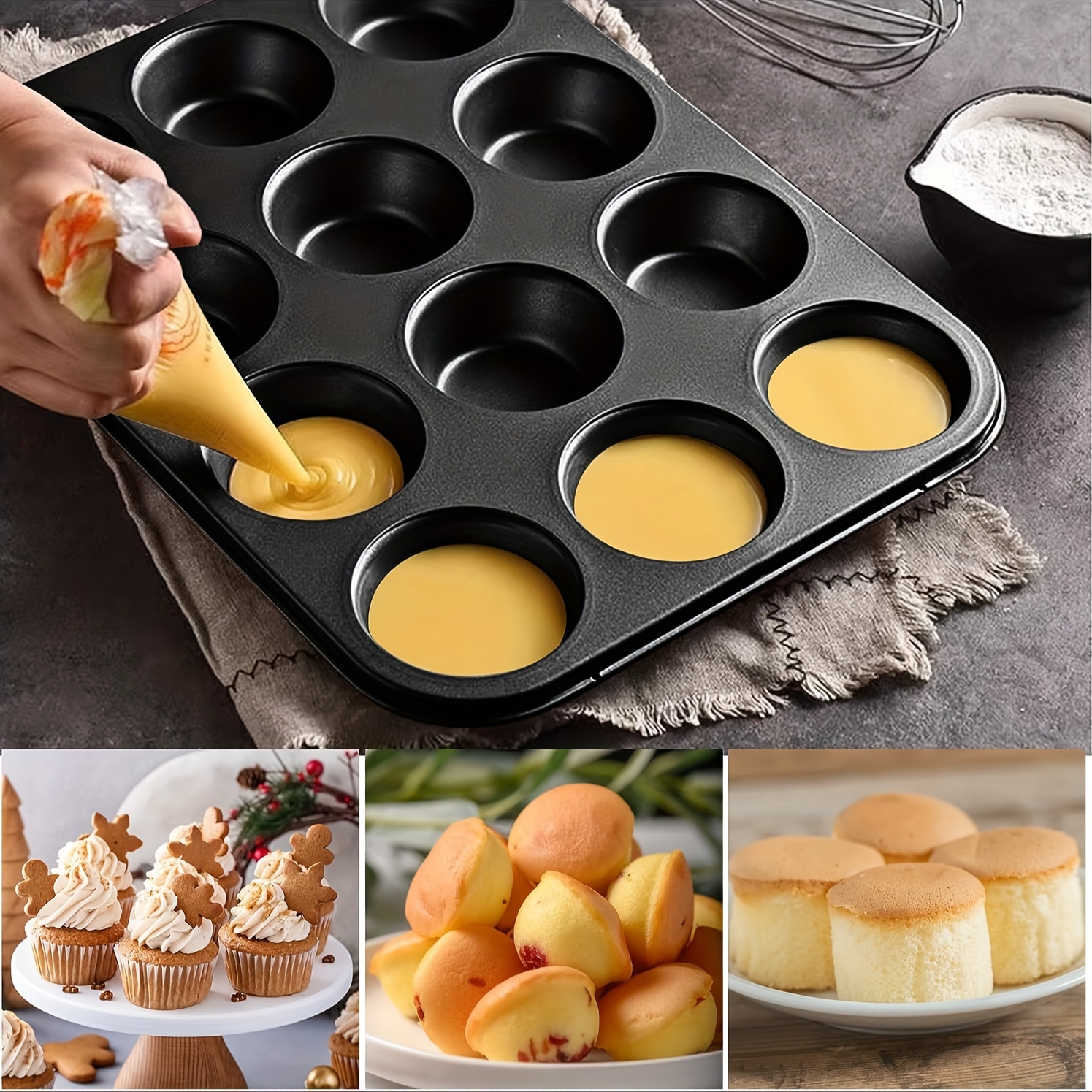 Muffin Pan 12 Cavity Carbon Steel Cupcake Pan Non stick - Temu