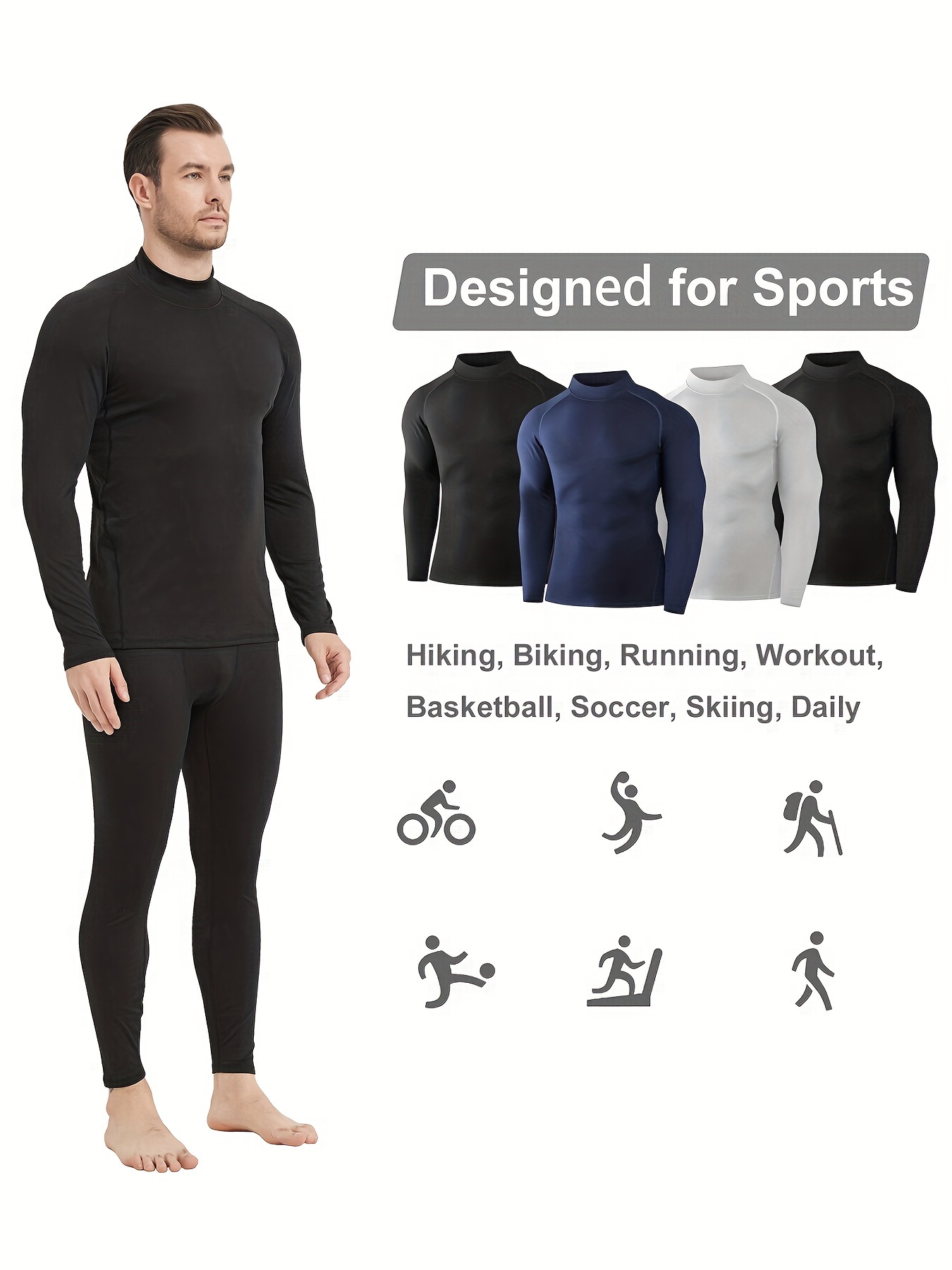 Compression High Neck Shirts Men's Long Sleeve Athletic - Temu Canada