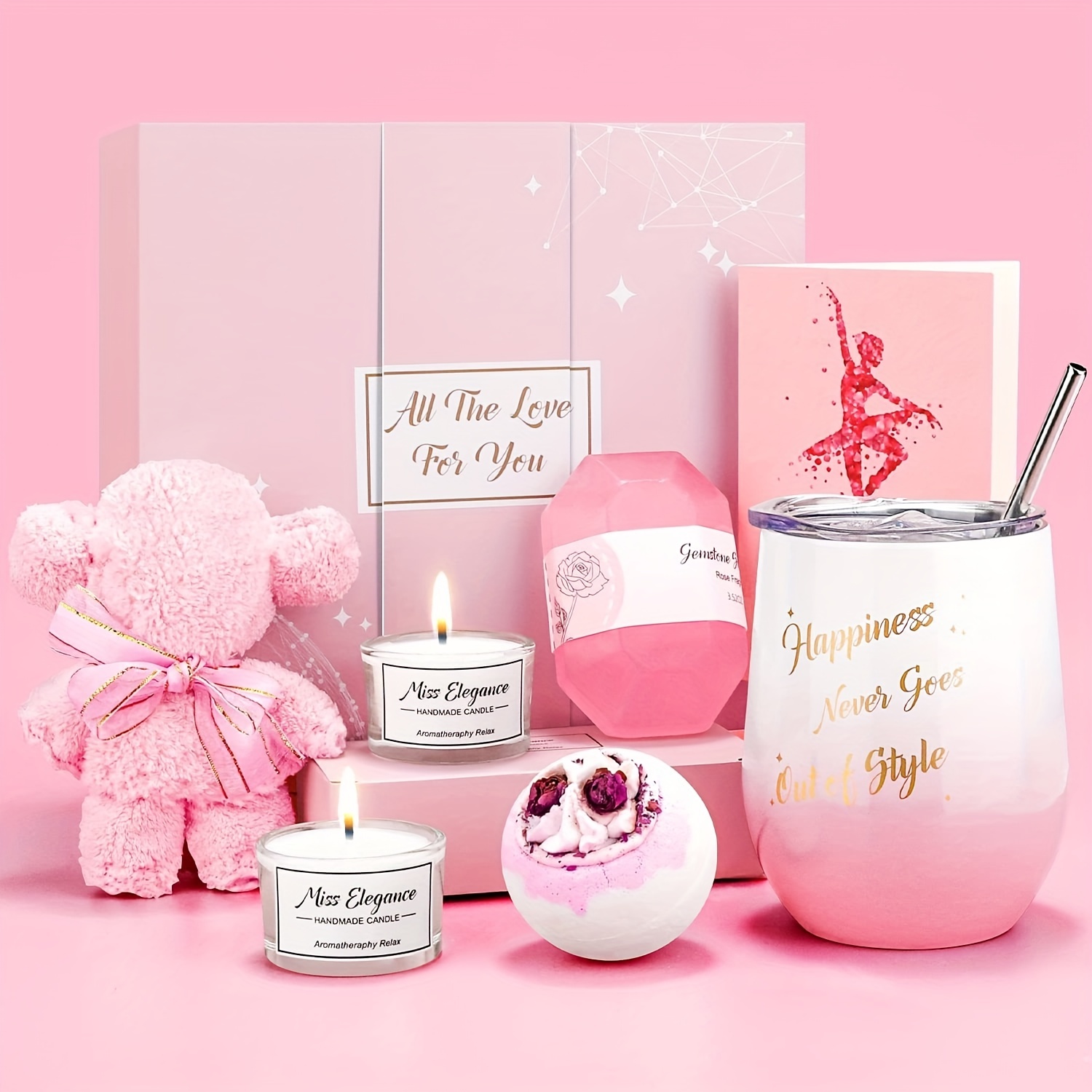 Birthday Gifts for Women Best Friend – Gifts for Her – Spa Tumbler  Relaxation Gift Set for Women - Birthday Gift Basket for Women Friends  Female Sister Mom – Unique Gifts for