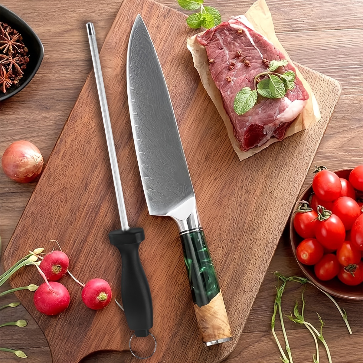 12 Diamond Carbon Steel Professional Knife Sharpener Rod - Perfect For Food  Trucks! - Temu