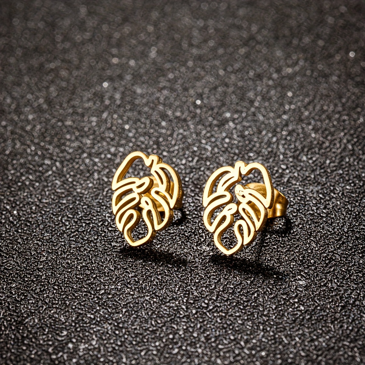 1 Pair Small Monstera Leaves Ear Stud Stainless Steel Monstera Accessories Jewelry Gift