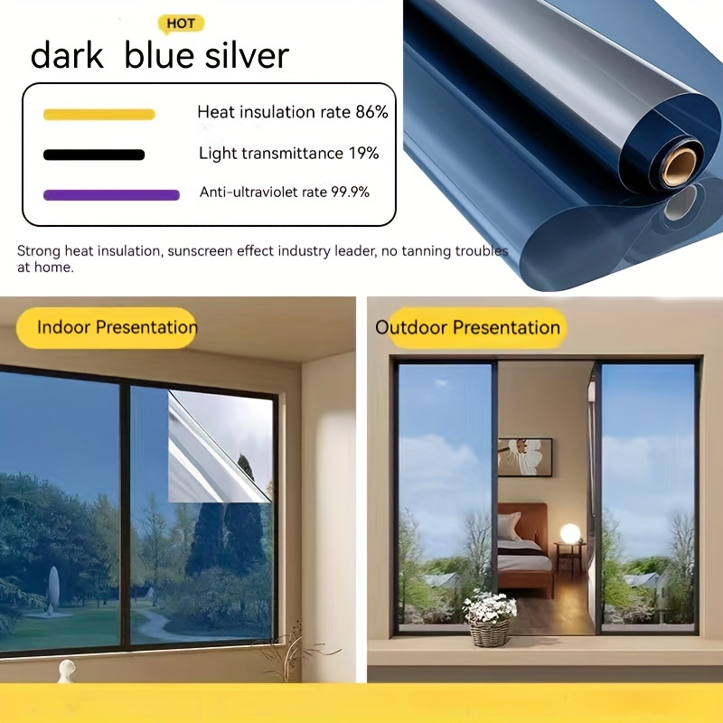 One Way Mirror Window Privacy Film Daytime Anti UV Sun Blocking Heat  Control Reflective Window Tint for Home Office Living Room