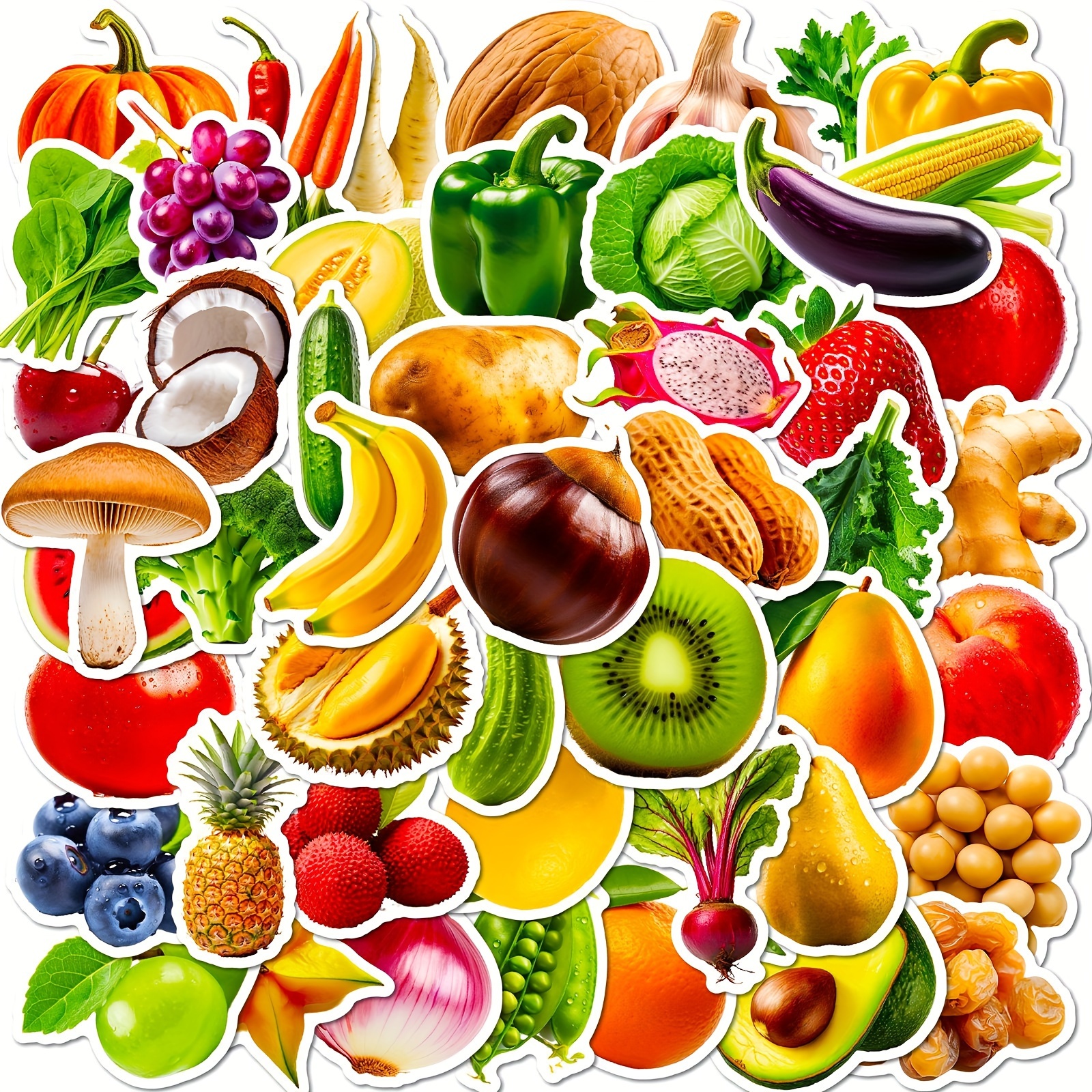 Autocollants de fruits et légumes mignons, décalcomanies auto-adhésives de  dessin animé pour ordinateur portable, album