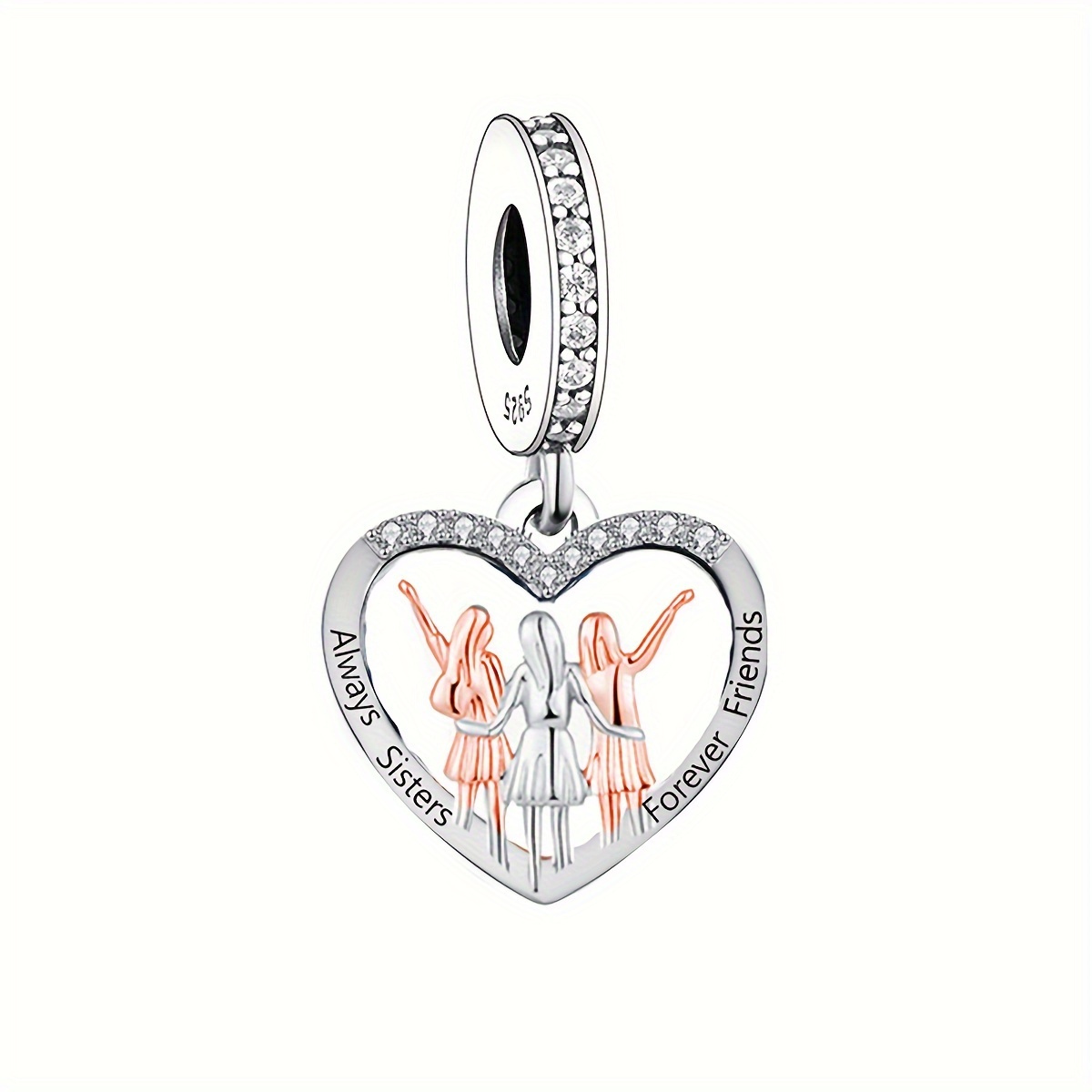 

1pc 925 Sterling Synthetic Zircon Hollow Heart Pendant For Gift, Jewelry Making