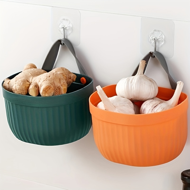 1pc Kitchen Wall-mounted Storage Basket For Onion, Ginger, Garlic