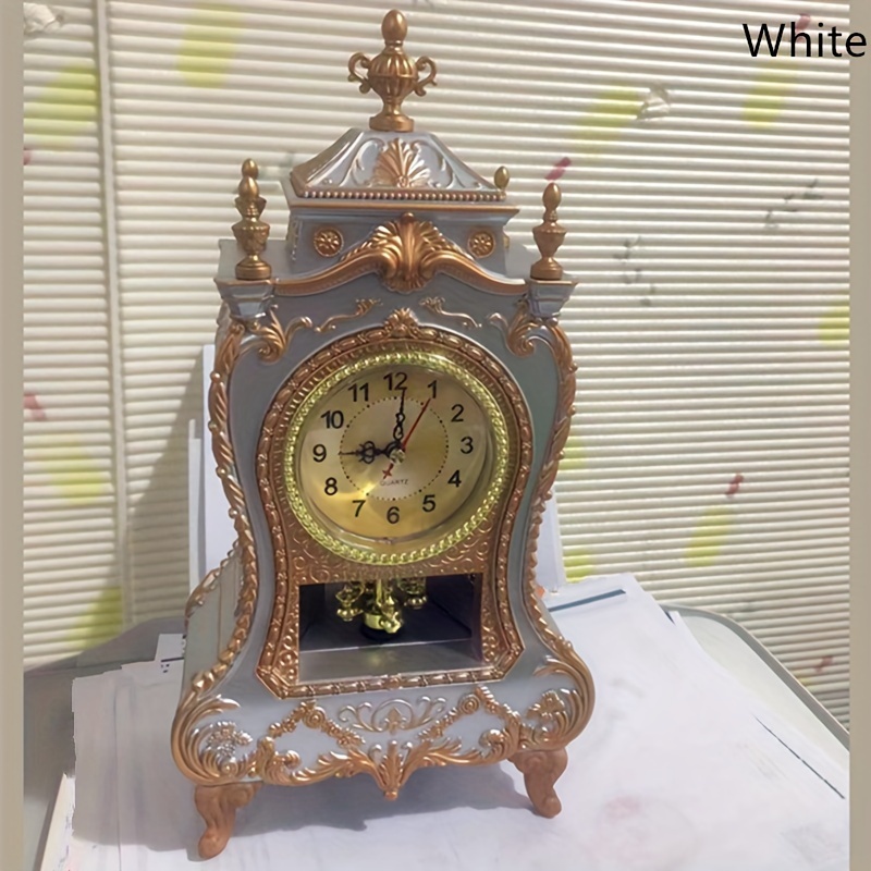 Antique Clock,Vintage European-Style Table Desk Clock,Wall Clock with  Pendulum and Chimes for Home Decoration Living Room Decoration